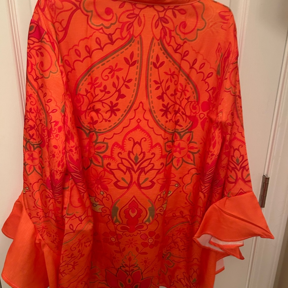 Vibrant Orange Floral Women's Top - Picture 3 of 6